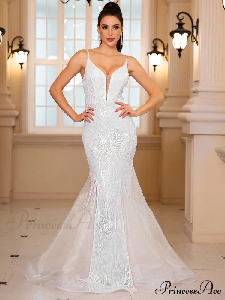 Sleeveless Sequined Mermaid Party Dress