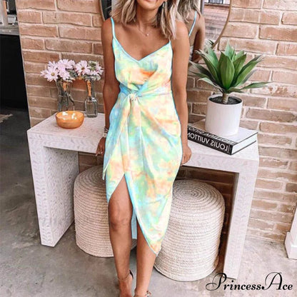 Sleeveless Sexy V-Neck Backless Party Dress Light Yellow / S