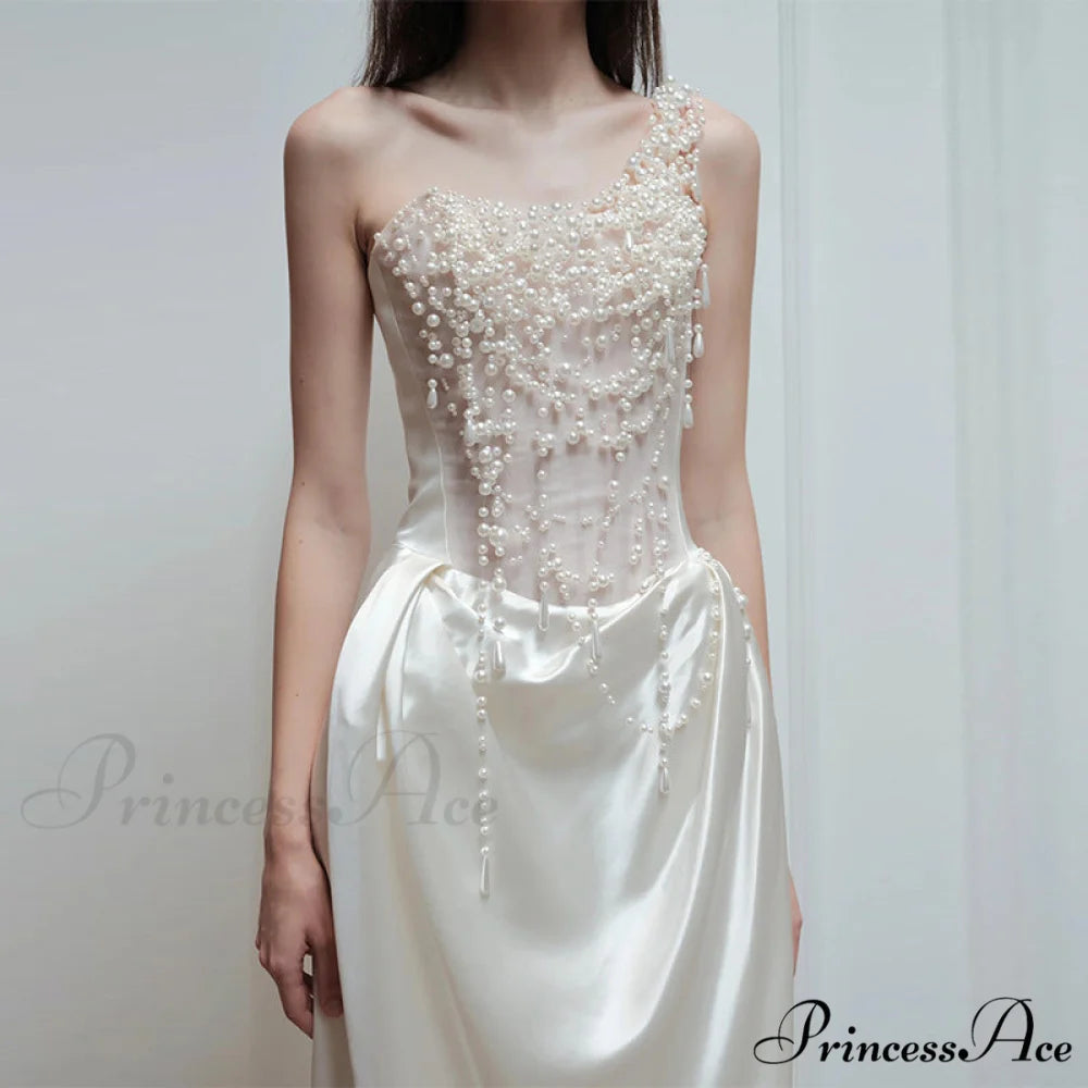 Sleeveless Silk Bead Bridal Gown weddingdress-250223