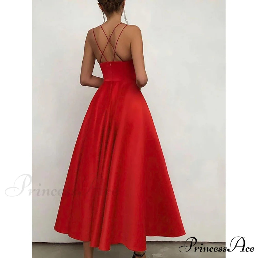 Sleeveless Solid Color Open Back Maxi Dress for Women Red / S