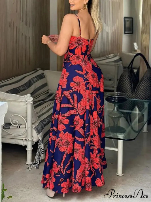 Sleeveless Spaghetti Strap Floral Beach Dress floraldress-250126