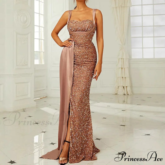Sleeveless Sparkling Mermaid Prom Gown promdress-250223