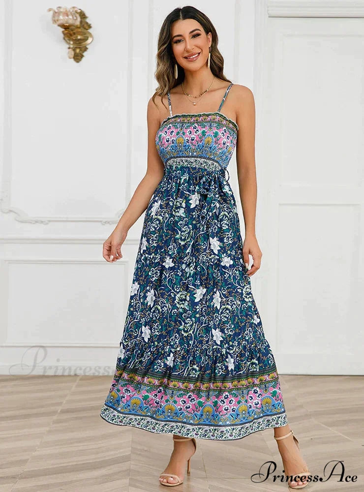 Sleeveless Suspender Dress with Solid Color Stitching L / YELLOW