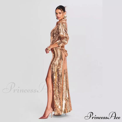 Sleeveless Trim Sequin Celebration Prom Dress promdress-250223