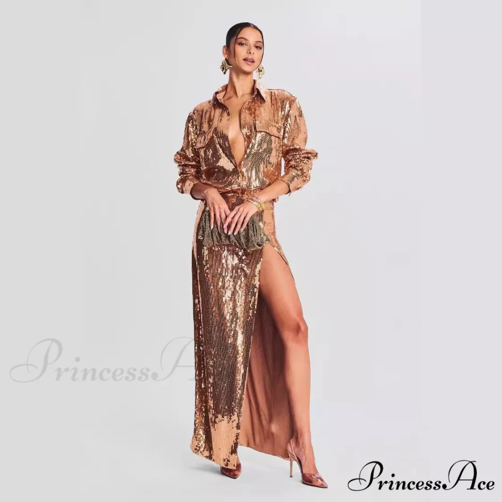 Sleeveless Trim Sequin Celebration Prom Dress promdress-250223