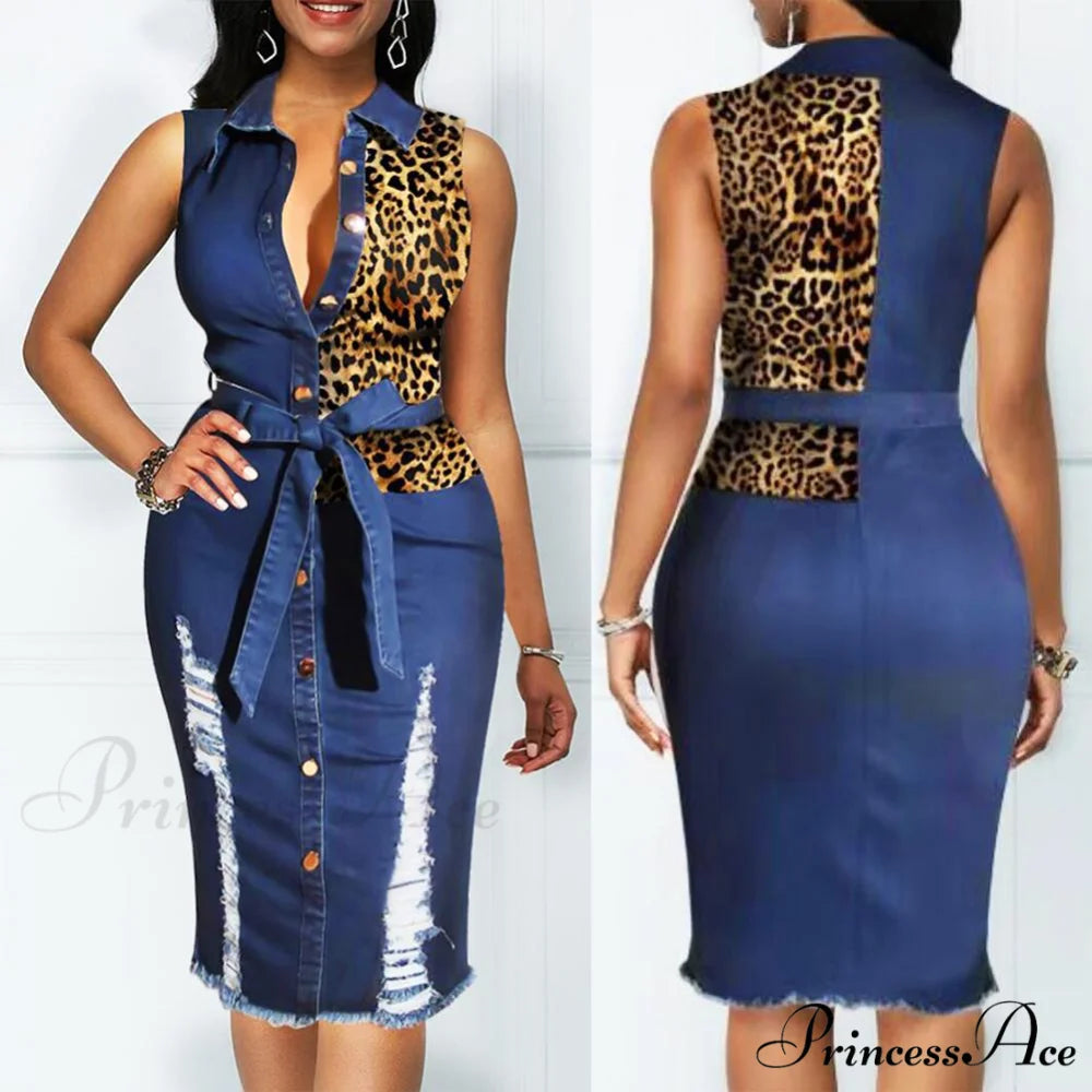 Sleeveless Turn Down Collar Office Lady Pencil Dresses