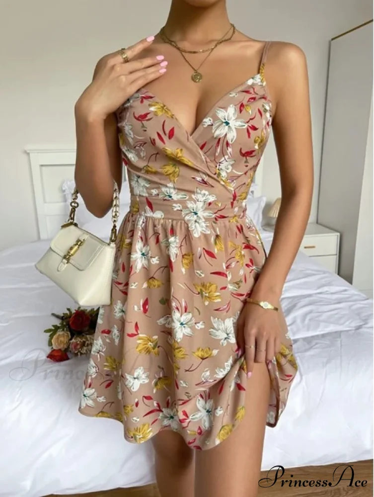Sleeveless V-Neck Backless Mini Dress for Summer Parties L / BLACK