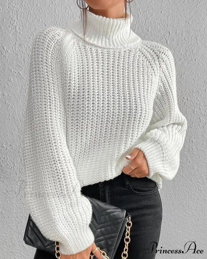 sleeves with raglan sweater and Turtleneck slit