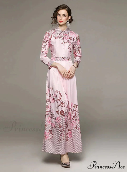 Slim Arm Patterned Long Dress