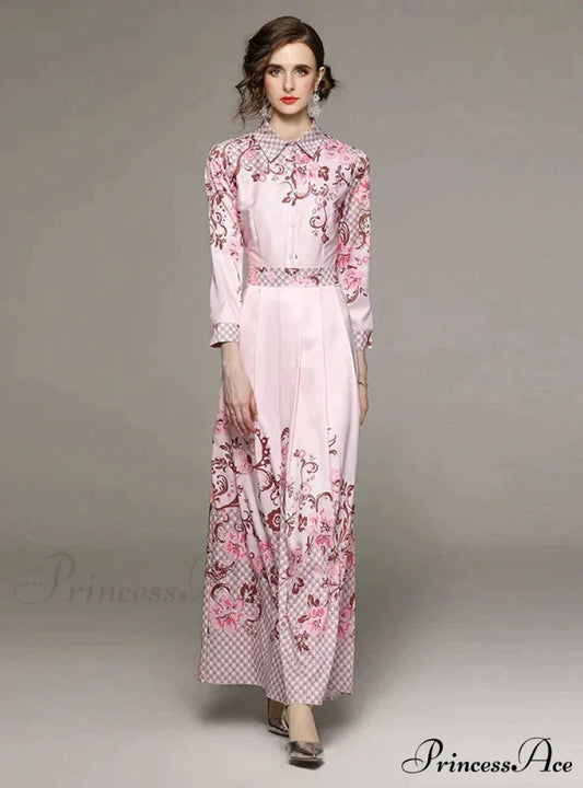 Slim Arm Patterned Long Dress