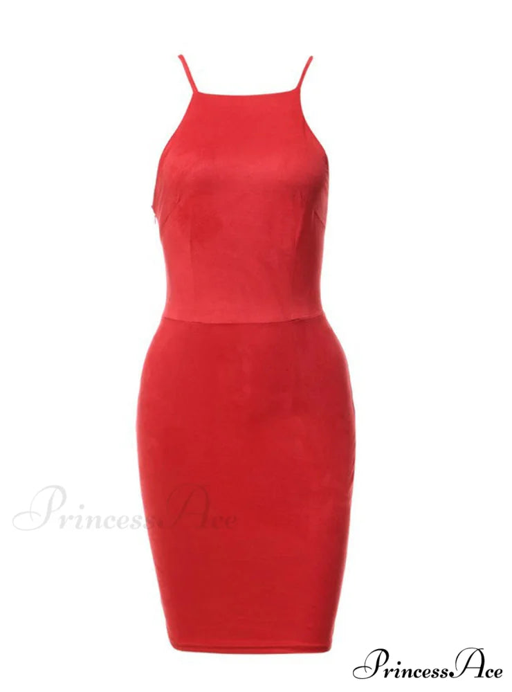 Slim Bodycon Club Wear Dress - Sleeveless M / Red