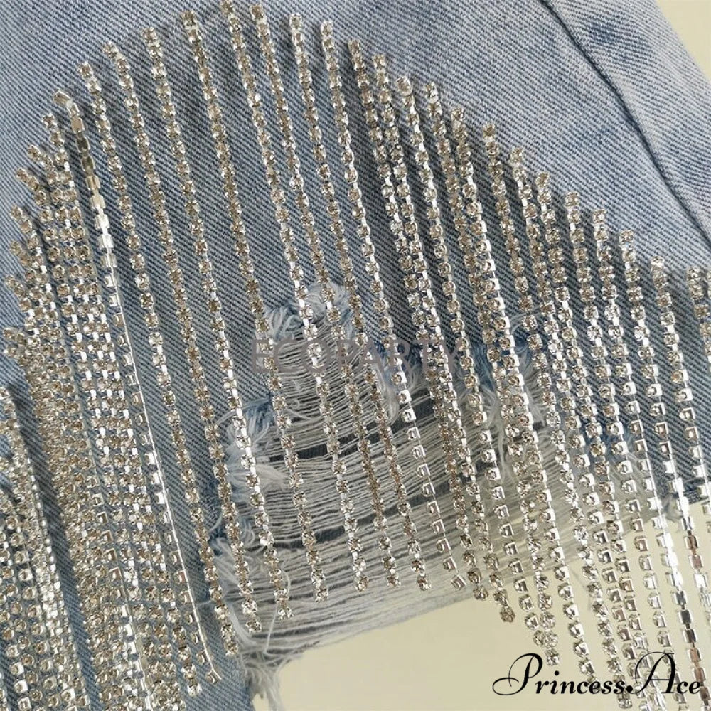 Slim Booty Fringed Denim Ripped Ladies Jeans
