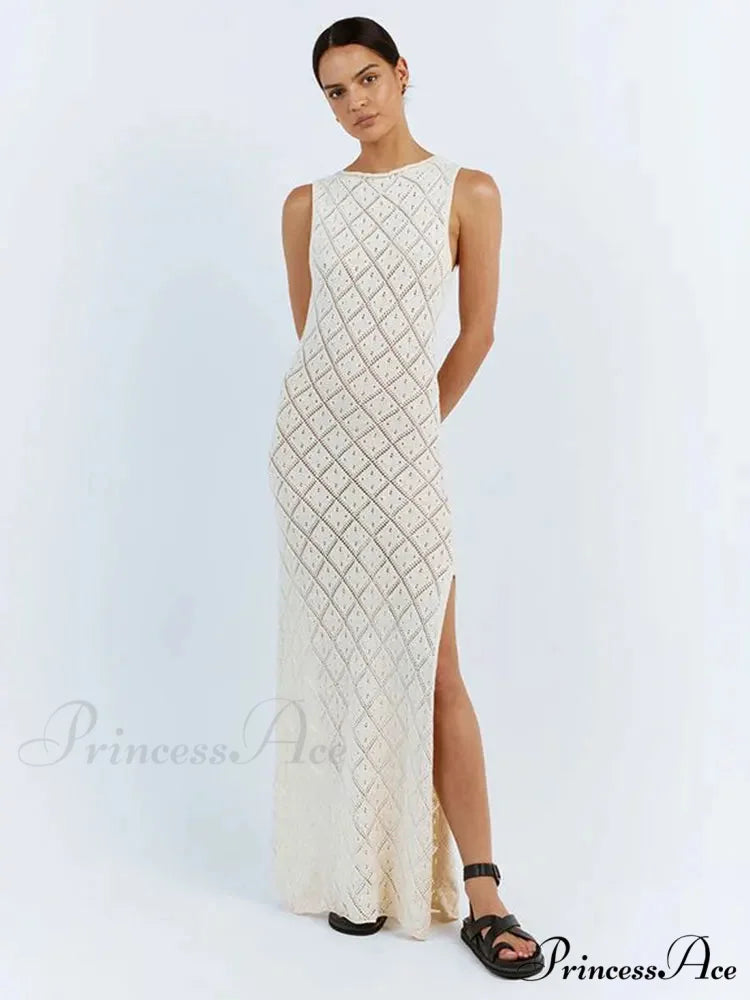 Slim Cocktail Off Shoulder Women’s Maxi Dress WHITE / One Size