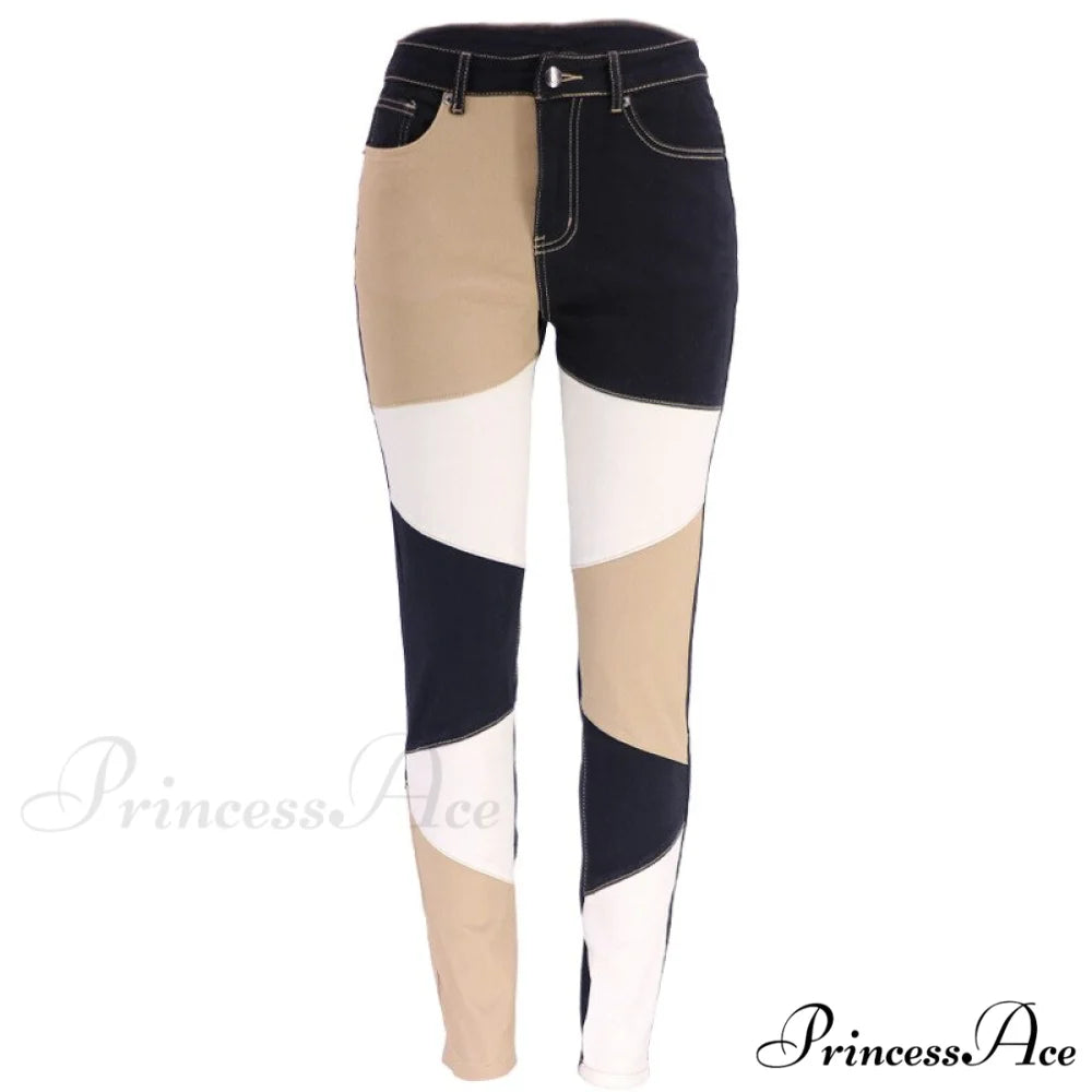 Slim Denim Pencil Pants High Stretch Trousers Khaki / S