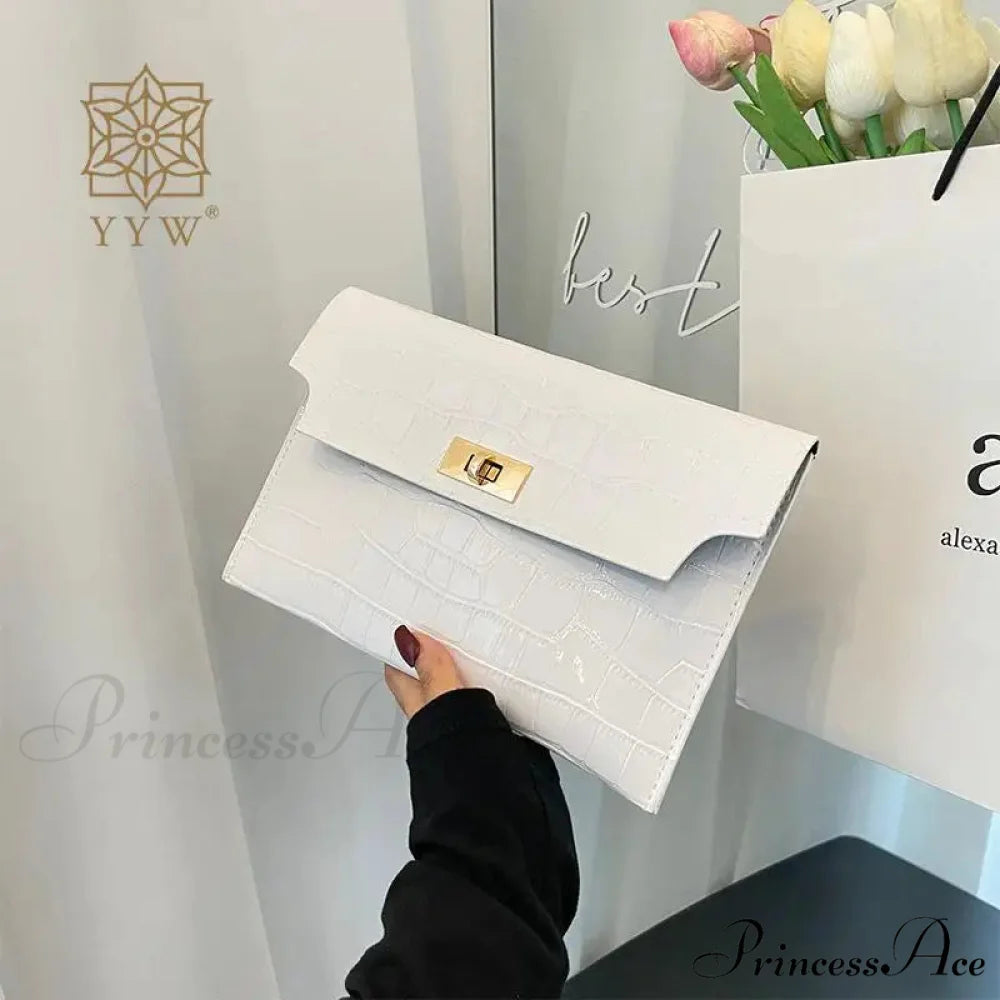 Slim Envelope Alligator Design Wristlet White wristlet-250126