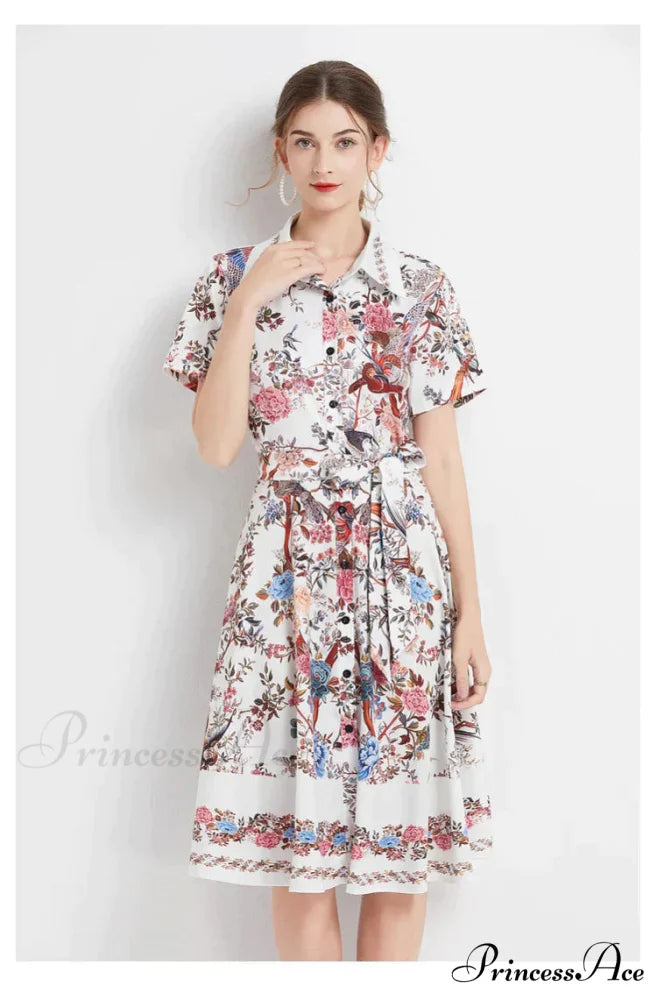 Slim-Fit Short-Sleeved Dress L / blue