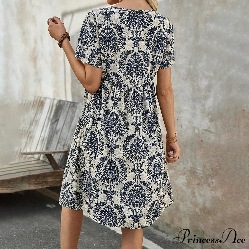 Slim Flower Casual Slim Summer Sundress oldfloraldress-250126