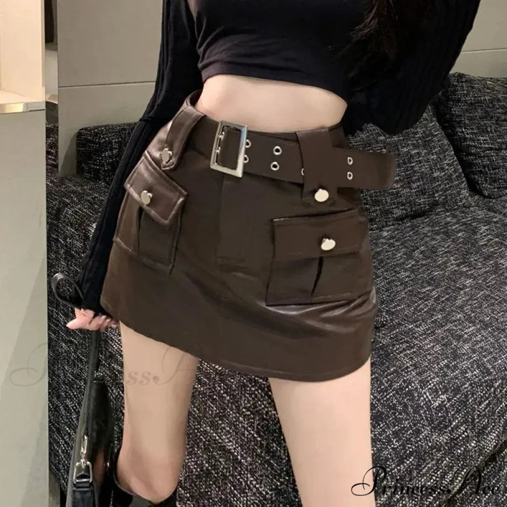 Slim Pocket Encase Faux Leather Skirt skirts-250223