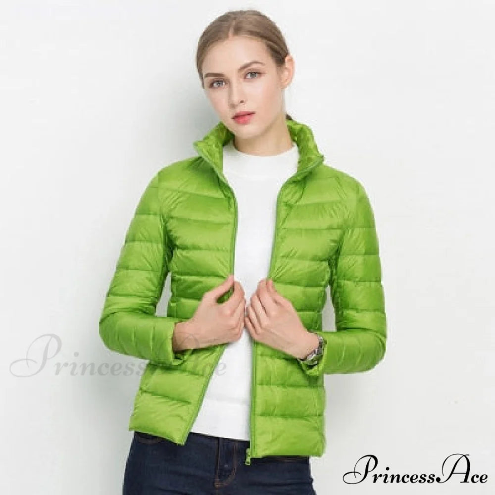 Slim Puffer Portable Windproof Down Coat Green / S