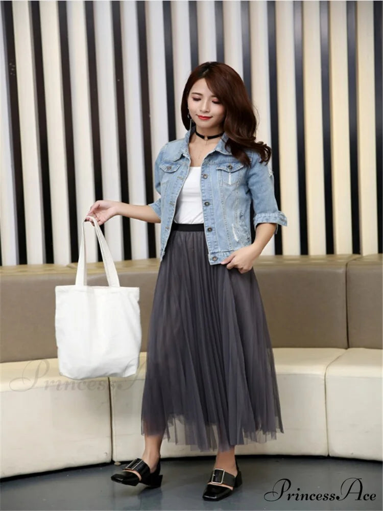Slim Seven-point Sleeve Denim Jacket