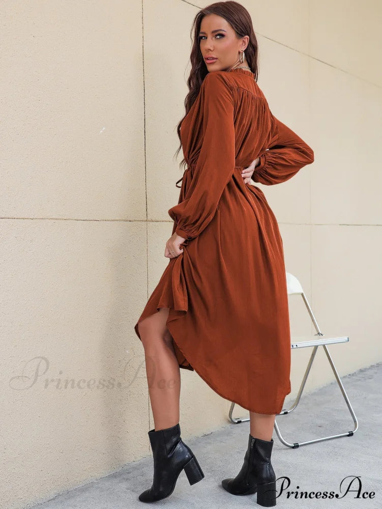 Slim Single-Breasted Shirt Dress with Temperament