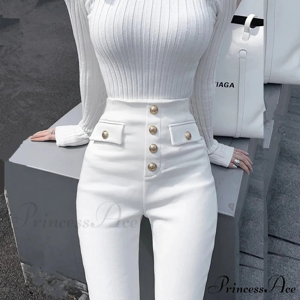 Slim Skinny Pencil Jeans white / S 40-47.5kg