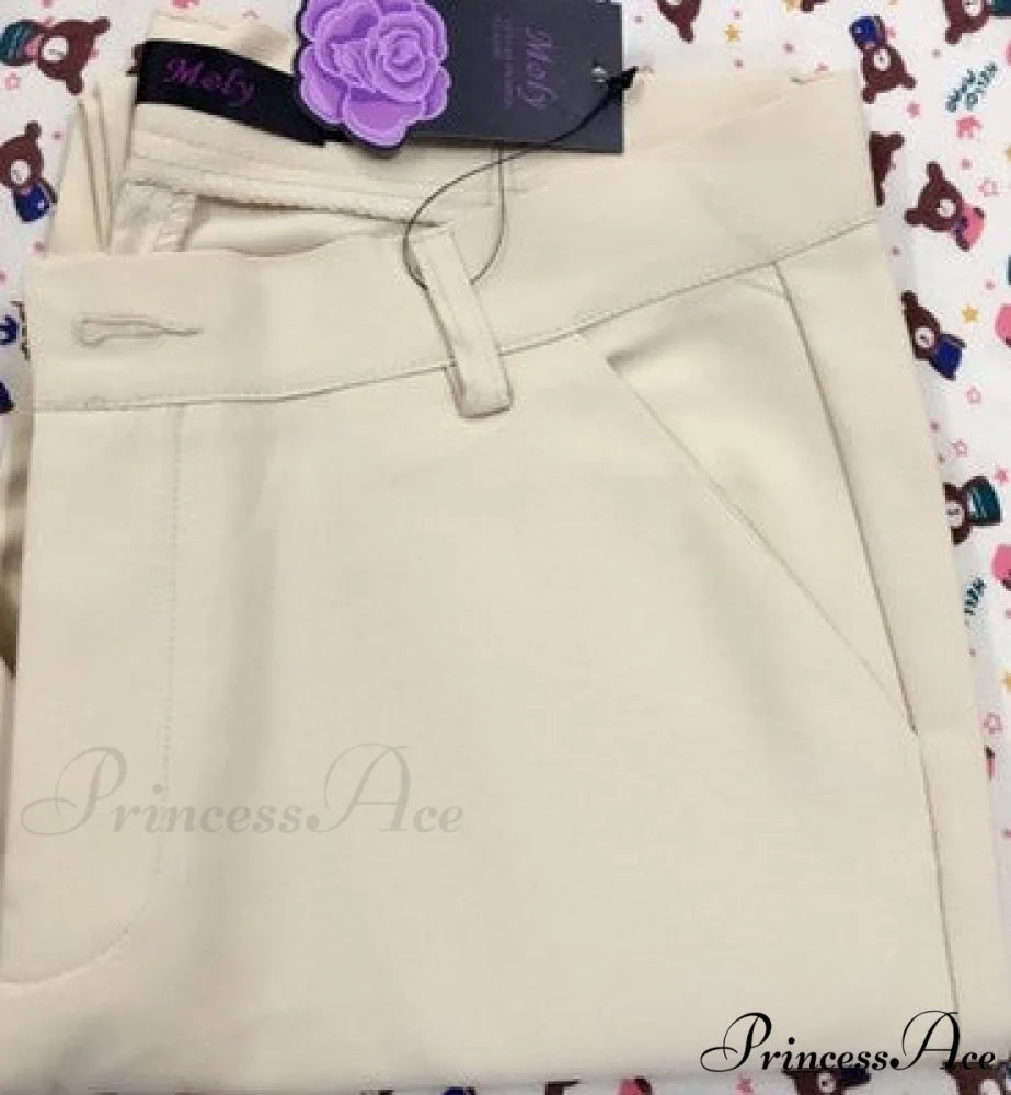 Slim Straight All Match Casual Capris Pants light khaki / S