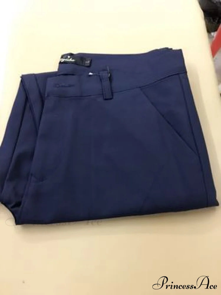 Slim Straight All Match Casual Capris Pants navy / S