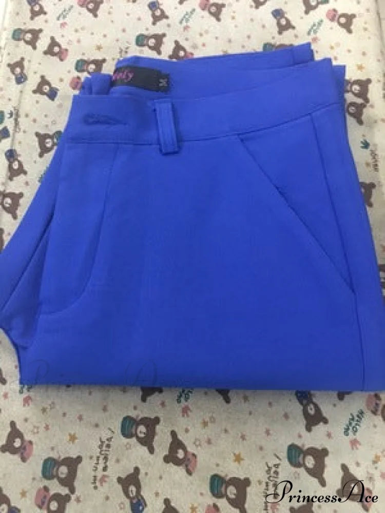 Slim Straight All Match Casual Capris Pants royal blue / S