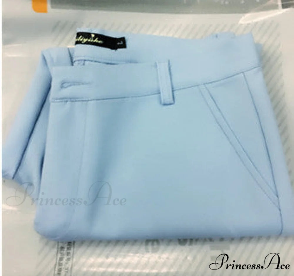 Slim Straight All Match Casual Capris Pants sky blue / S