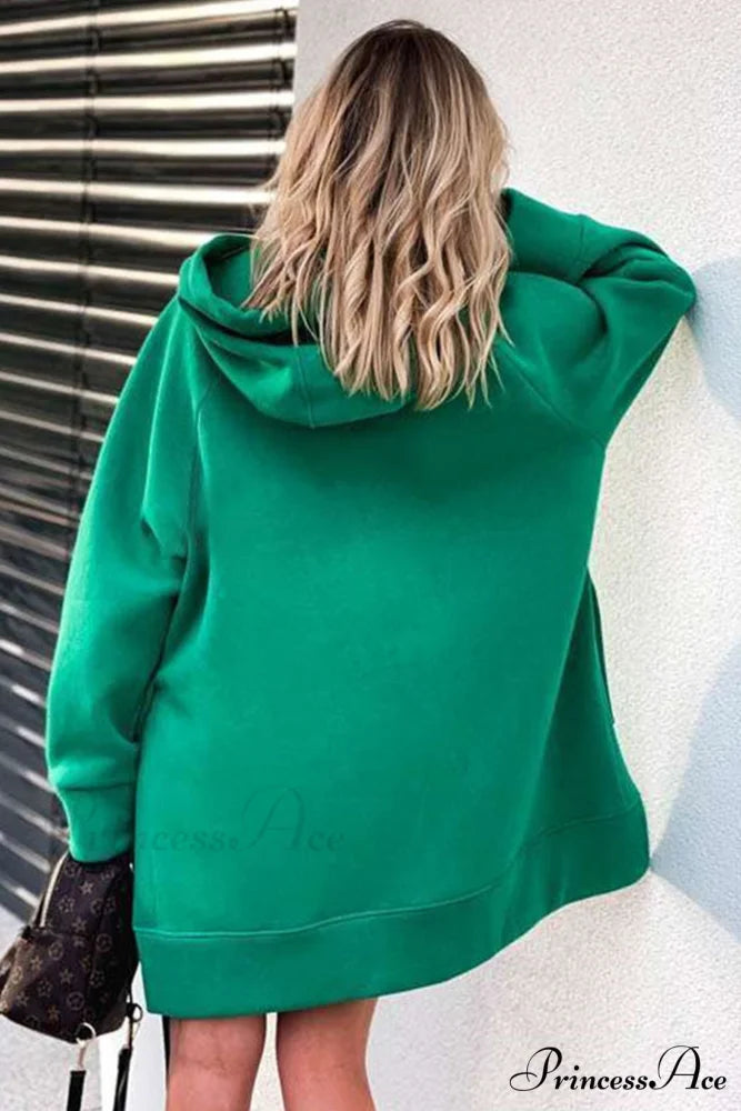 Slit Hem Hoodie Green / 2XL