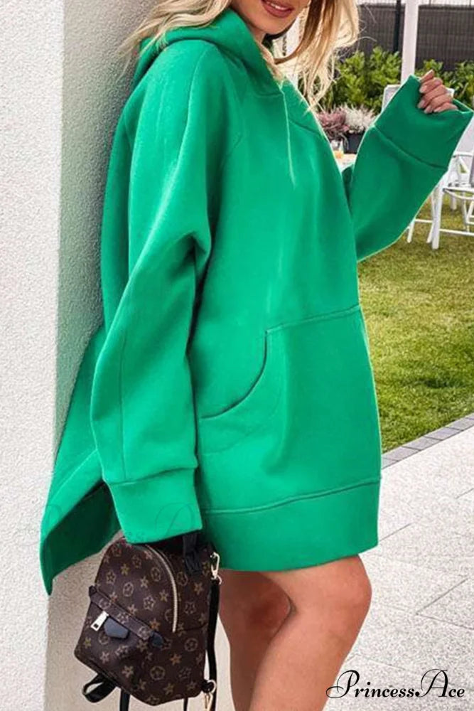 Slit Hem Hoodie Green / XL