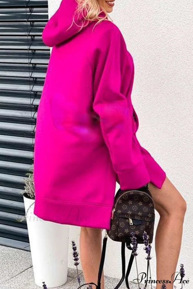 Slit Hem Hoodie Rose / 2XL