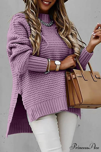 Slit Neck Round Sweater
