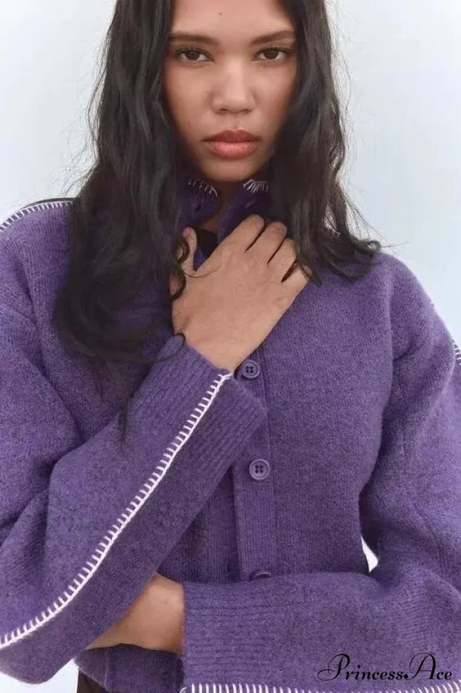 Sluggish Baggy Tall Neck Long Sleeve Cardigan cardigans-241228