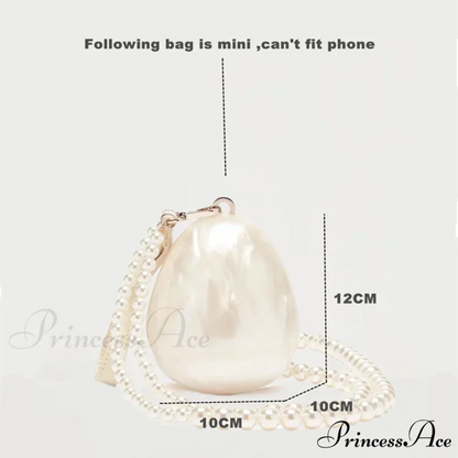 Small Acrylic Egg Pouch Beaded Strap Evening Purse Beige / mini clutchbag-250126