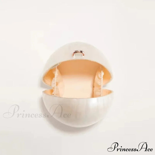 Small Acrylic Egg Pouch Beaded Strap Evening Purse Beige / mini clutchbag-250126