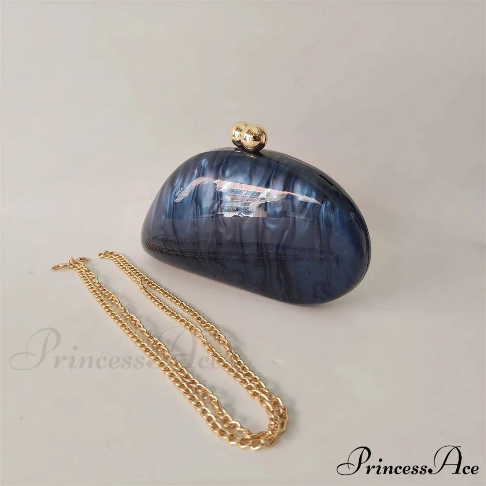 Small Azure Light Rose Acrylic Box Evening Clutch Purse o shape chain3 clutchbag-250126