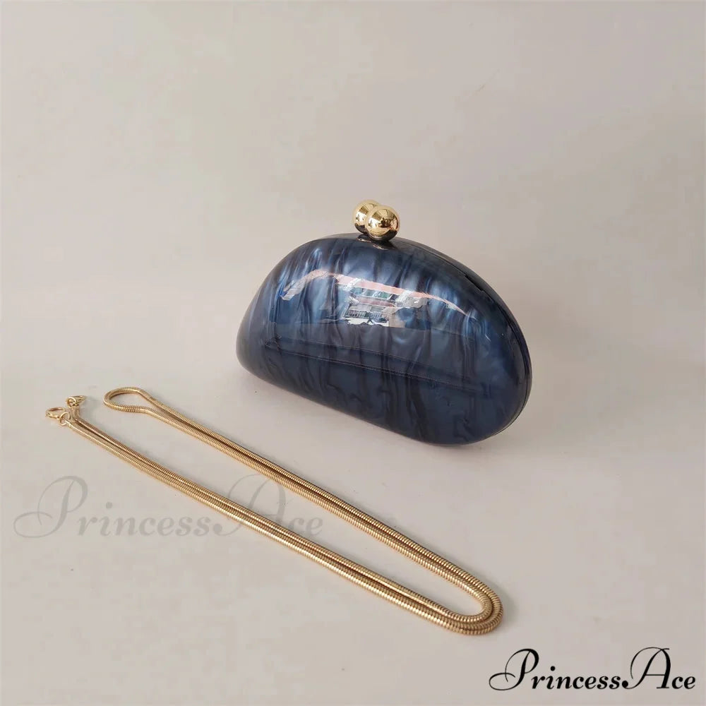 Small Azure Light Rose Acrylic Box Evening Clutch Purse snake chain clutchbag-250126
