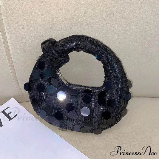 Small Crescent Evening Clutch Wristlet Black wristlet-250126