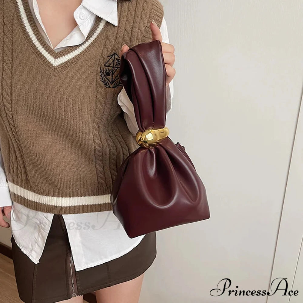 Small Dumpling Faux Leather Clutch Wristlet wristlet-250126