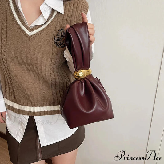 Small Dumpling Faux Leather Clutch Wristlet wristlet-250126