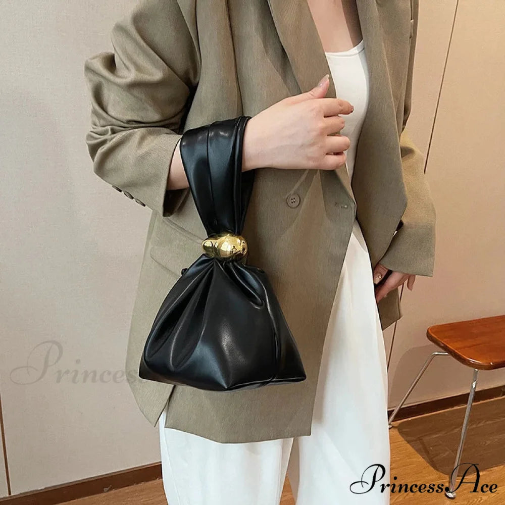 Small Dumpling Faux Leather Clutch Wristlet wristlet-250126