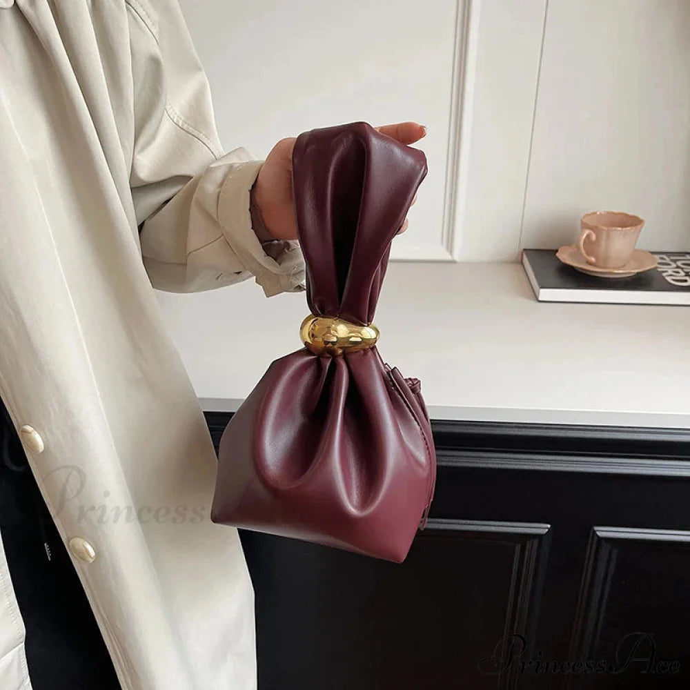 Small Dumpling Faux Leather Clutch Wristlet wristlet-250126