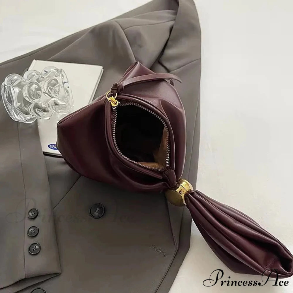 Small Dumpling Faux Leather Clutch Wristlet wristlet-250126