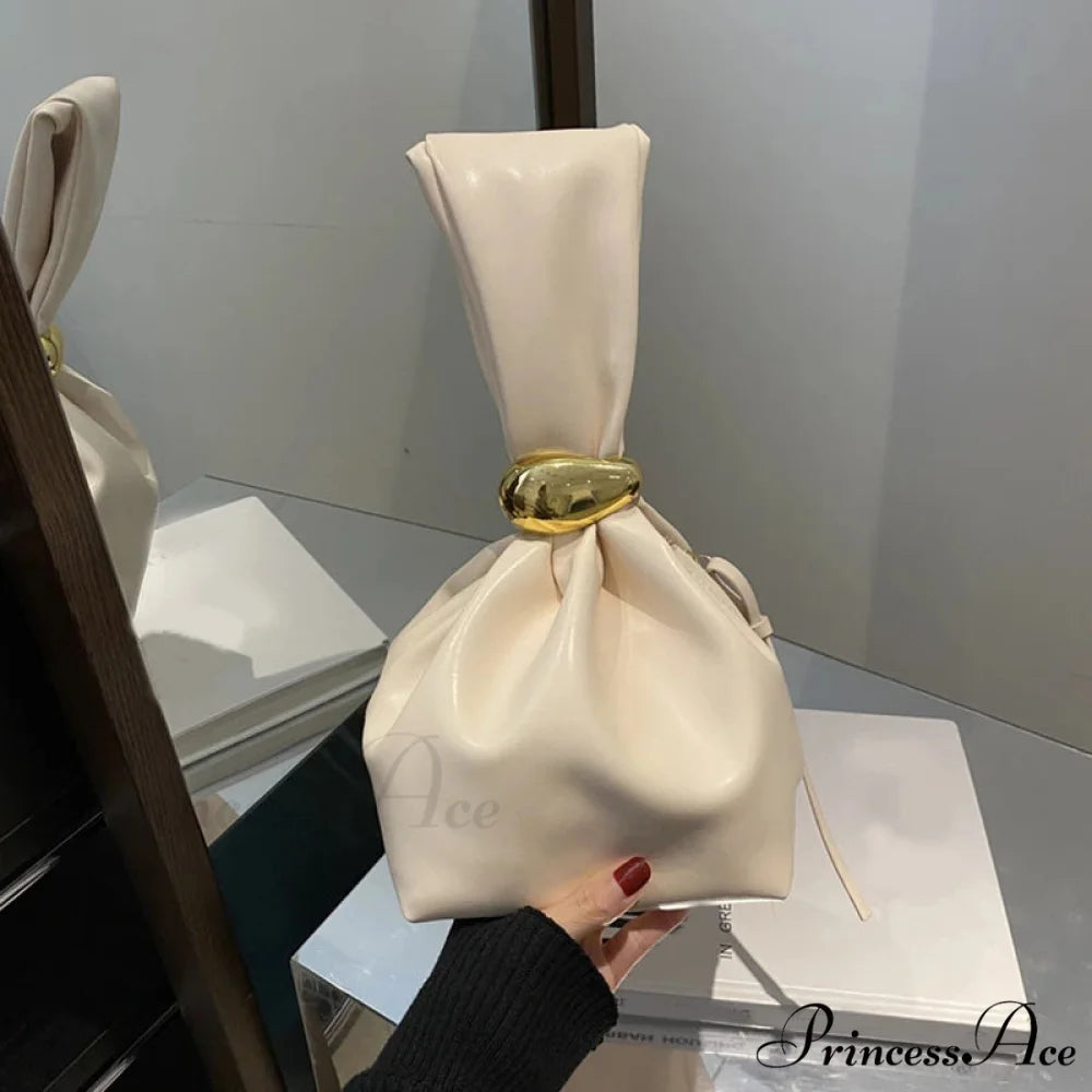 Small Dumpling Faux Leather Clutch Wristlet White wristlet-250126