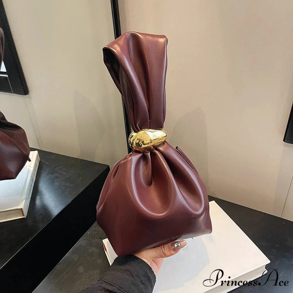 Small Dumpling Faux Leather Clutch Wristlet winered wristlet-250126