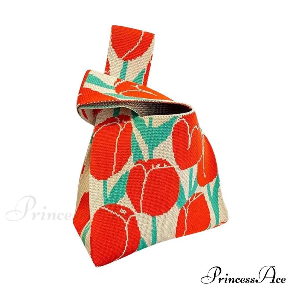 Small Knot Handcrafted Knit Bucket Purse color5 handbag-250126