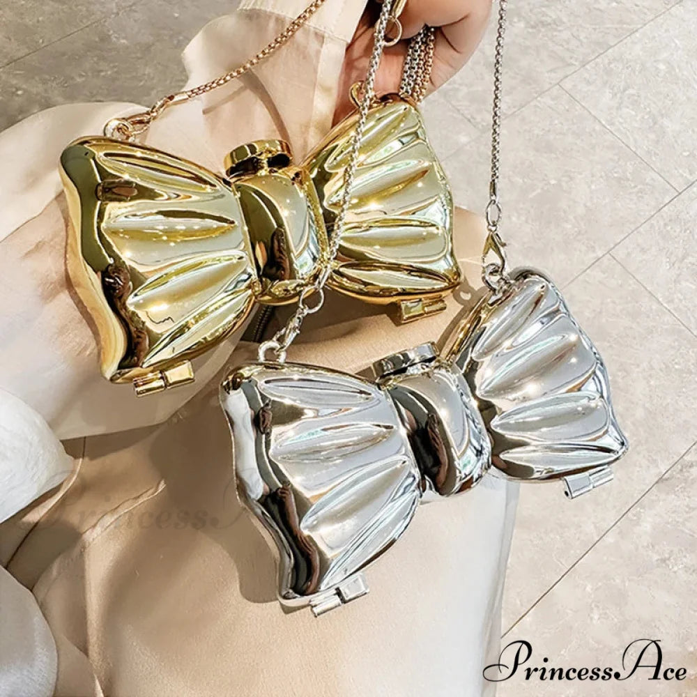 Small Night Bow Metal Crossbody Purse Celebration Marriage Handbag clutchbag-250126