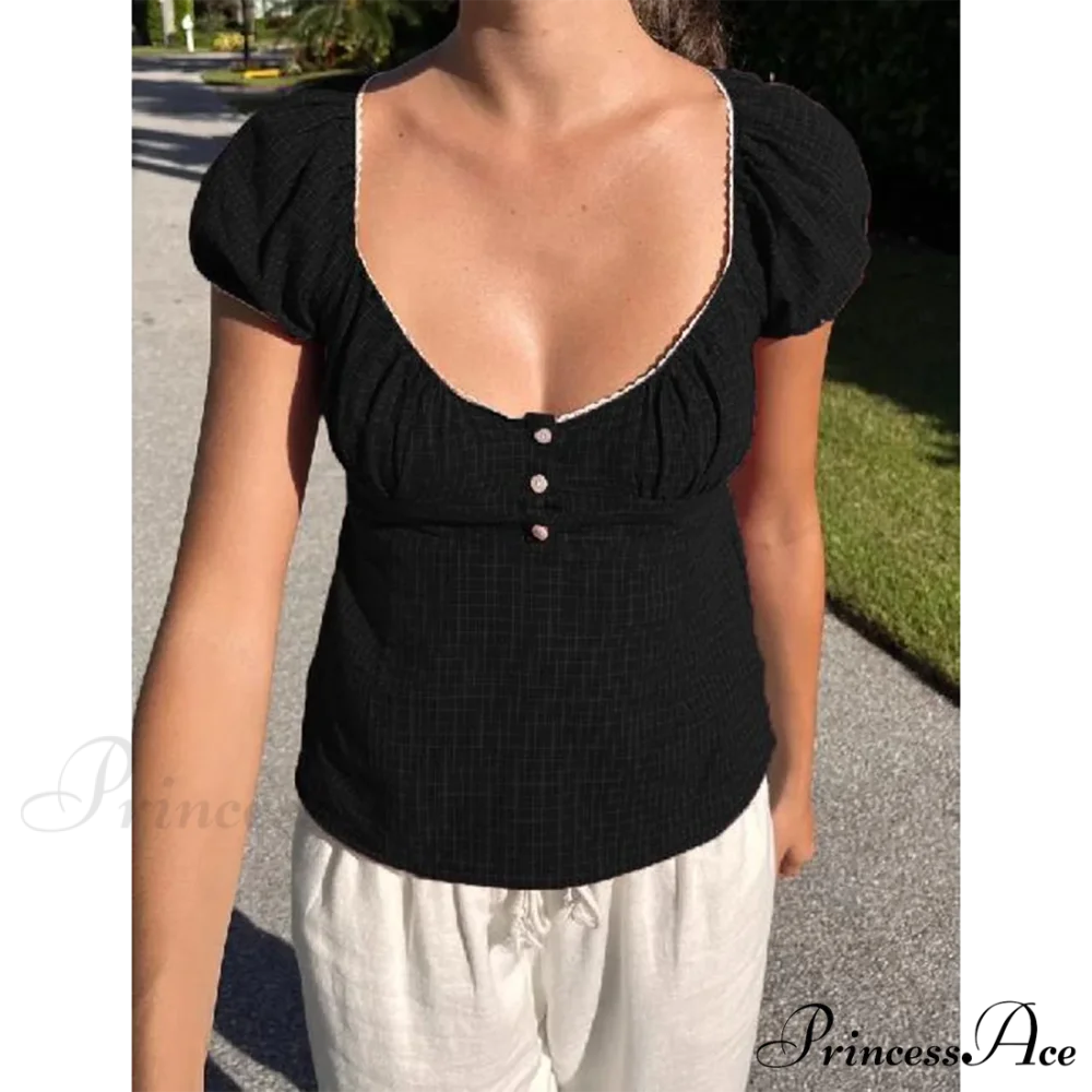 Small Plaid Brief Crop Top black / S croptop-250223